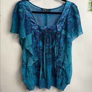 Apt. 9 Women's Blue Patterned Blouse